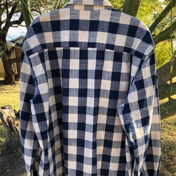 Men's Vintage St John's Bay Blue & Cream Checked Shirt XXL - Picture 4 of 13